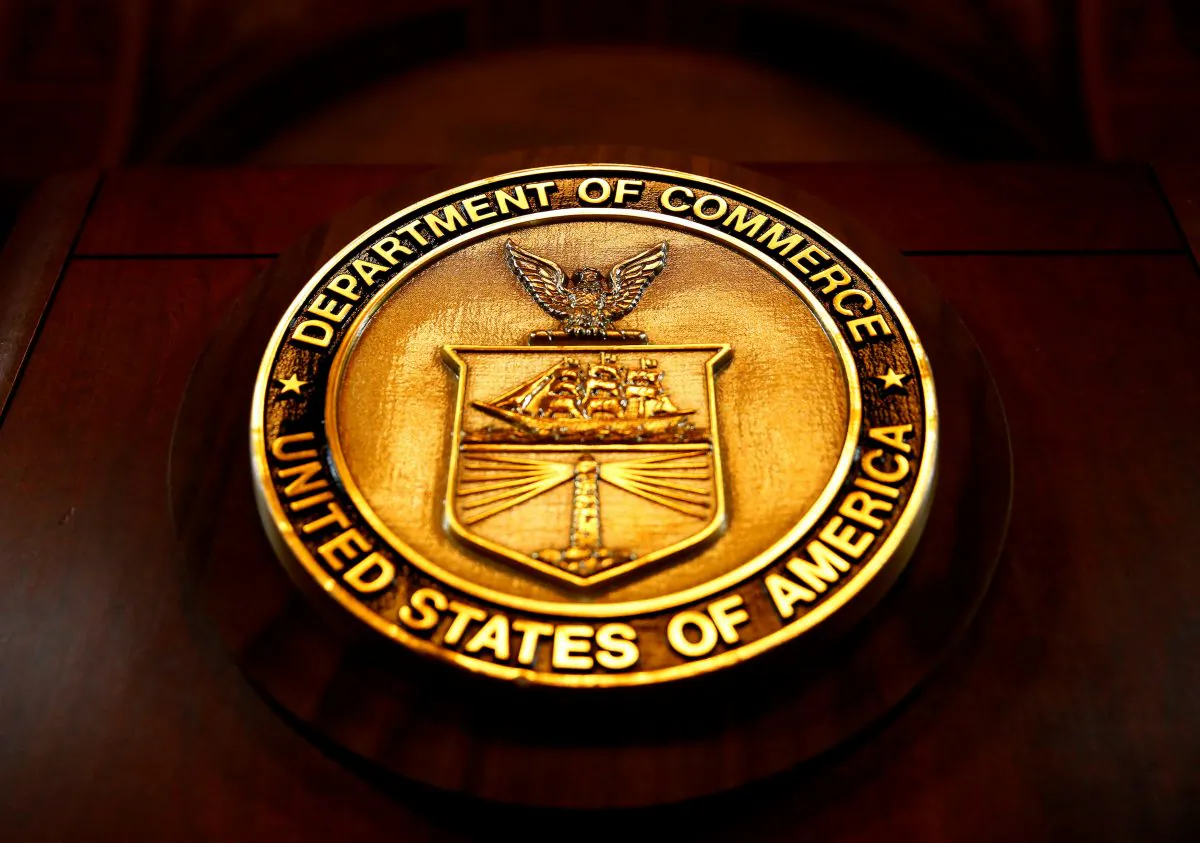 The seal of the Department of Commerce is pictured in Washington, on March 10, 2017. (Eric Thayer/Reuters)
