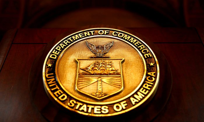 The seal of the Department of Commerce is pictured in Washington, on March 10, 2017. (Eric Thayer/Reuters)