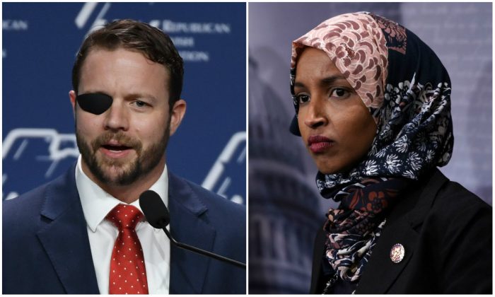 Rep. Dan Crenshaw called out Rep. Ilhan Omar for her comments about 9/11. (Ethan Miller/ Getty Images and Alex Wong/Getty Images)