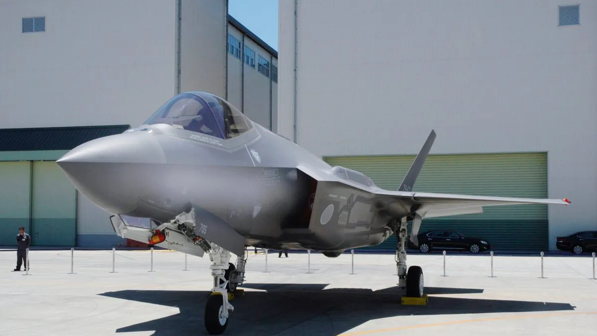 A Japan Air Self-Defense Force's F-35A stealth fighter jet is seen at the Mitsubishi Heavy Industries Komaki Minami factory in Toyoyama, Aichi Prefecture, Japan, in June 2017. (Kyodo/via Reuters)