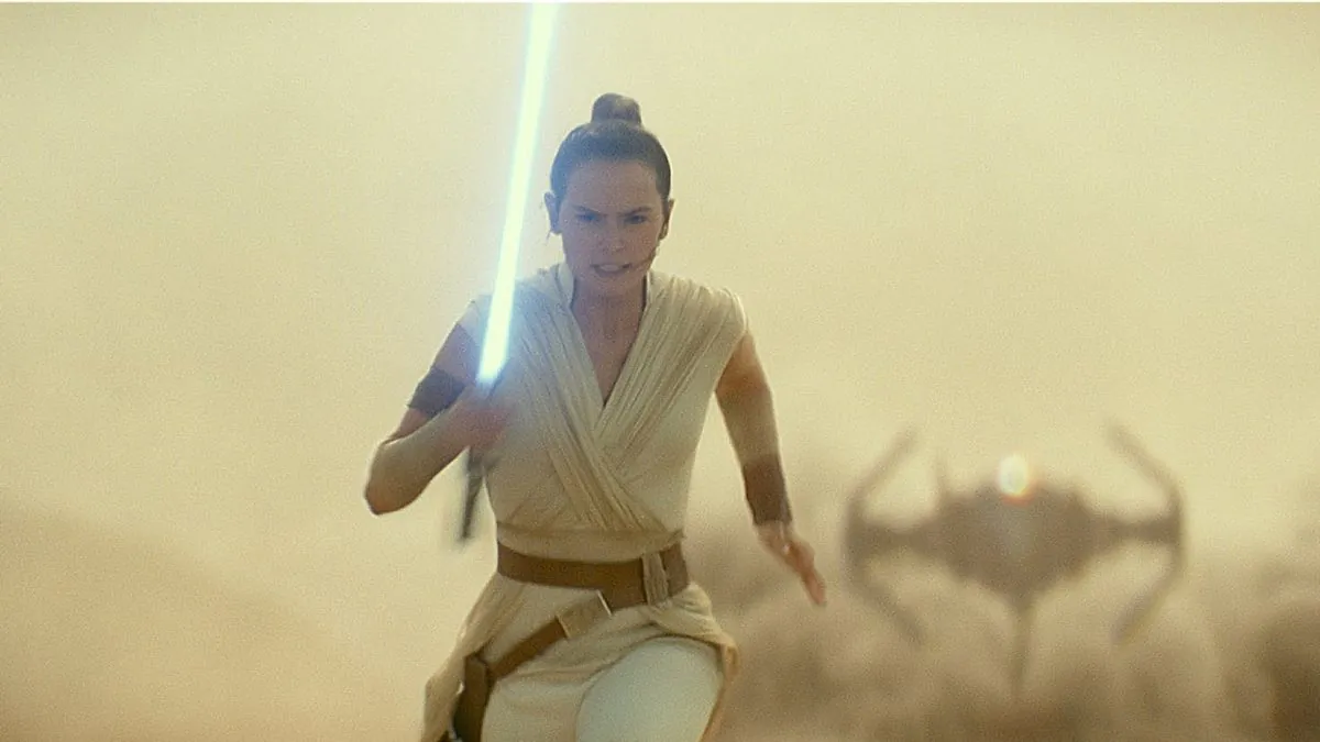 This image released by Lucasfilm Ltd. shows Daisy Ridley as Rey in a scene from "Star Wars: Episode IX." (Lucasfilm Ltd. via AP)