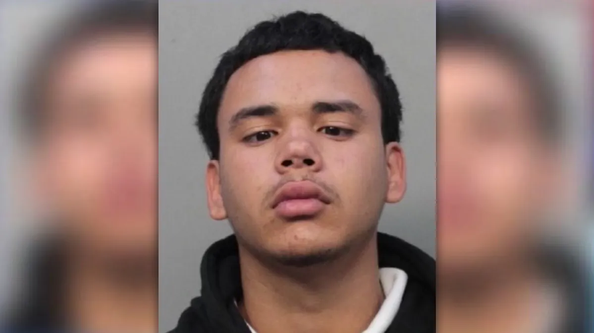 Gianny Sosa was arrested on April 11, 2019 in Miami, Fla., and faces a battery charge after seeming to attempt a potentially dangerous wrestling move on his high school principal. (Miami-Dade Police Department)
