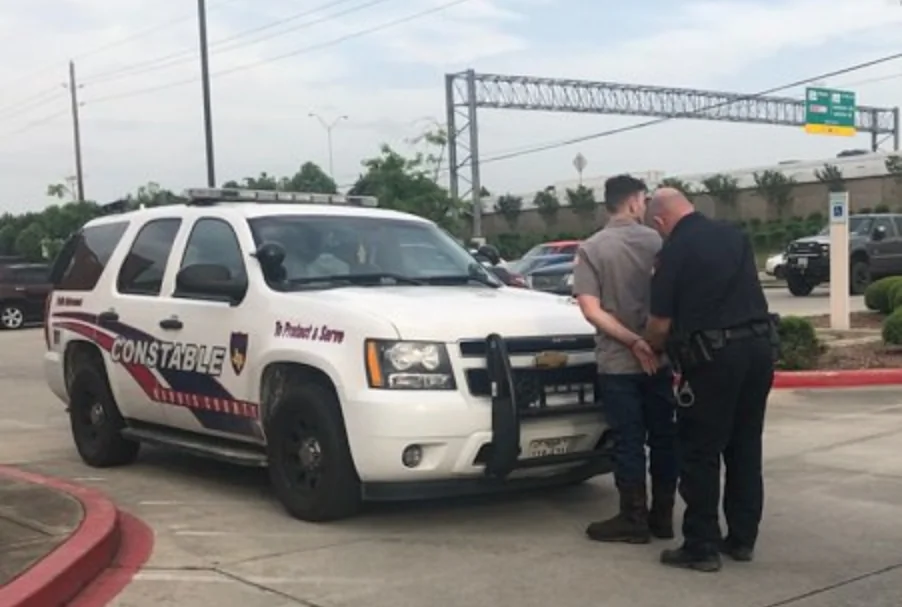Man was arrested for using a license plate flipper to avoid paying toll, police said. (Mark Herman, Harris County Constable Precinct 4)