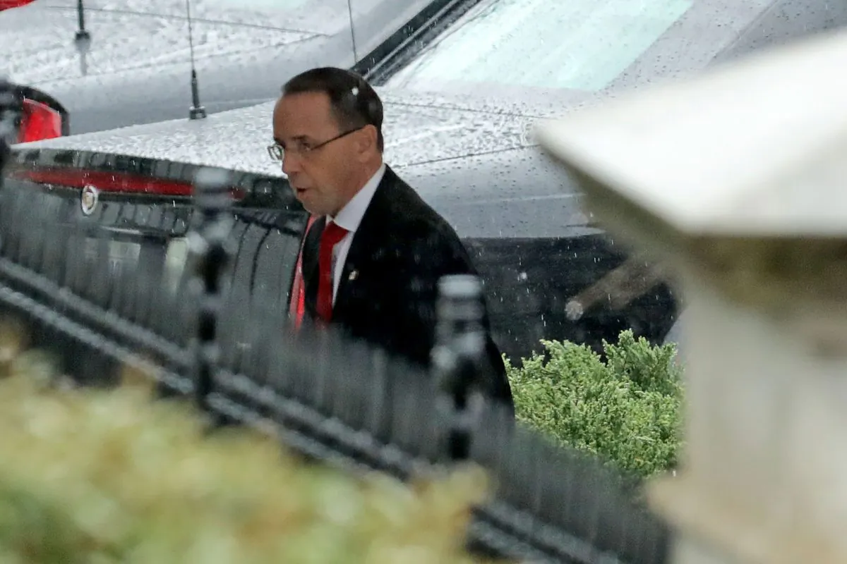 Deputy Attorney General Rod Rosenstein arrives for a meeting at the White House March 21, 2019 in Washington. (Chip Somodevilla/Getty Images)