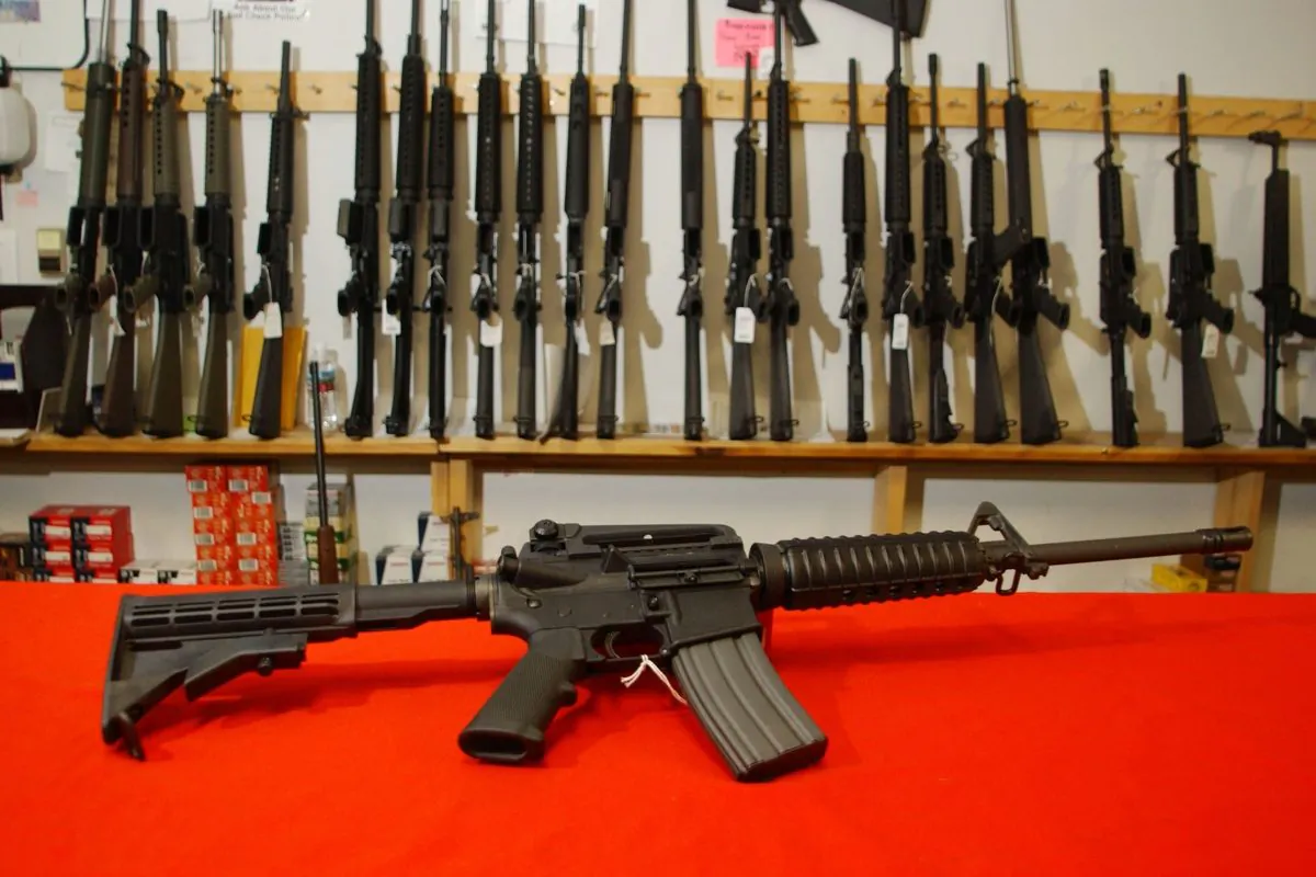 A Colt AR-15 on the counter of a gun store. (Thomas Cooper/Getty Images)