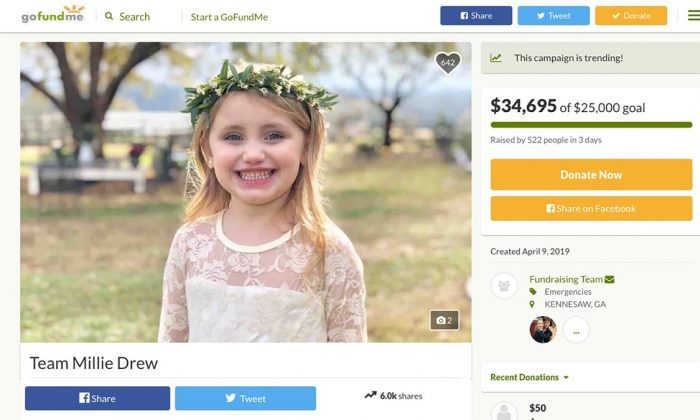 A 6-year-old Georgia girl died this week after her 4-year-old brother accidentally shot her in the head in a car outside their home, on April 13, 2019.
(GoFundMe via CNN)