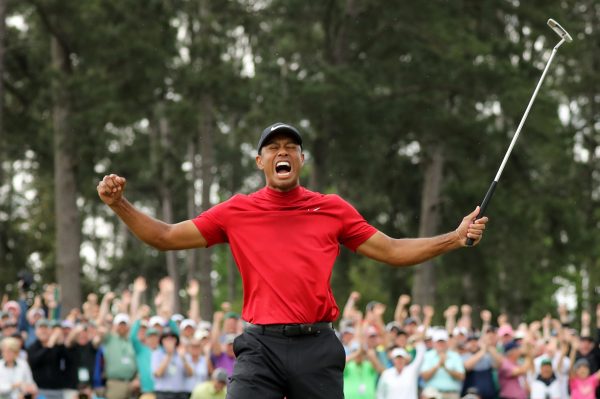 Tiger Woods celebrates