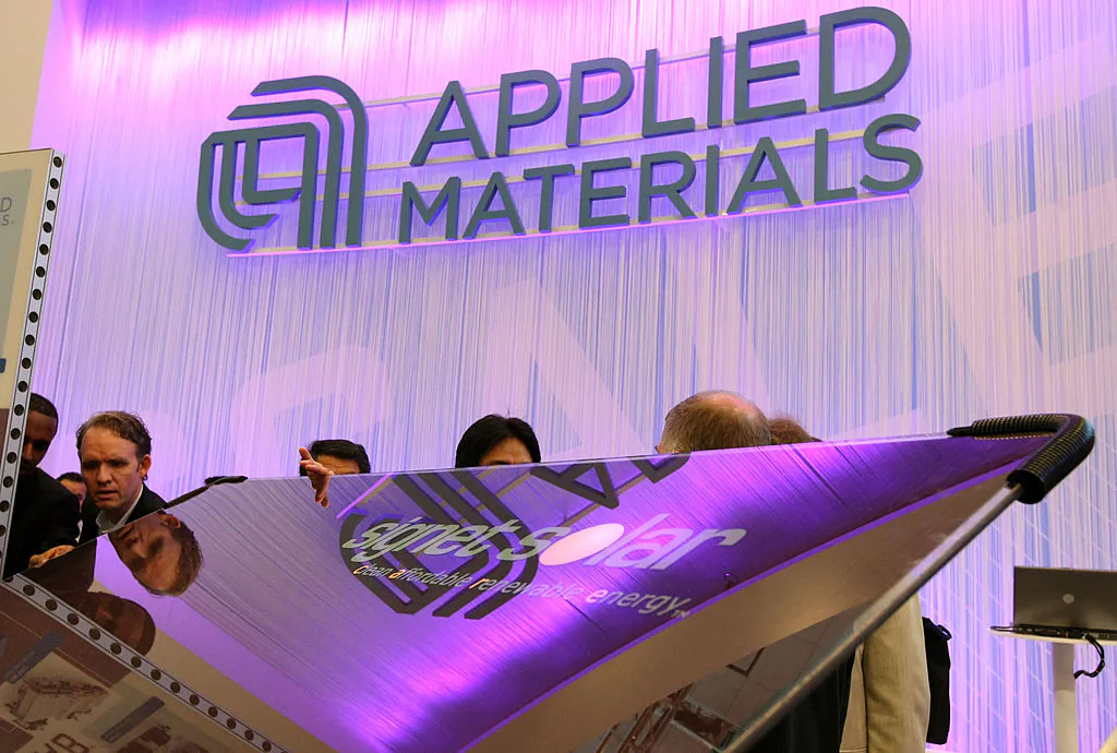 An Applied Materials solar panel is displayed at the Intersolar North America conference in San Francisco, California, on July 16, 2008 (Justin Sullivan/Getty Images)