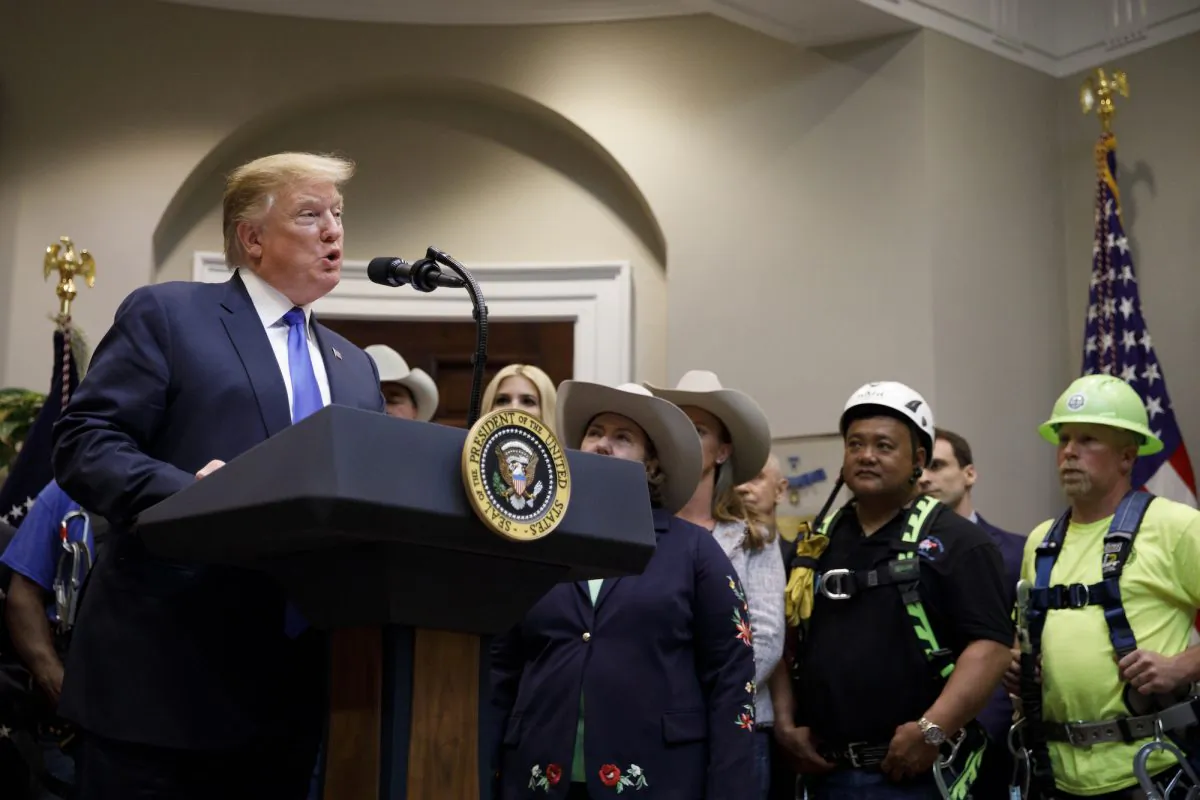 President Donald Trump delivers remarks on 5G deployment in the United States on April 12, 2019 in Washington. (Tom Brenner/Getty Images)