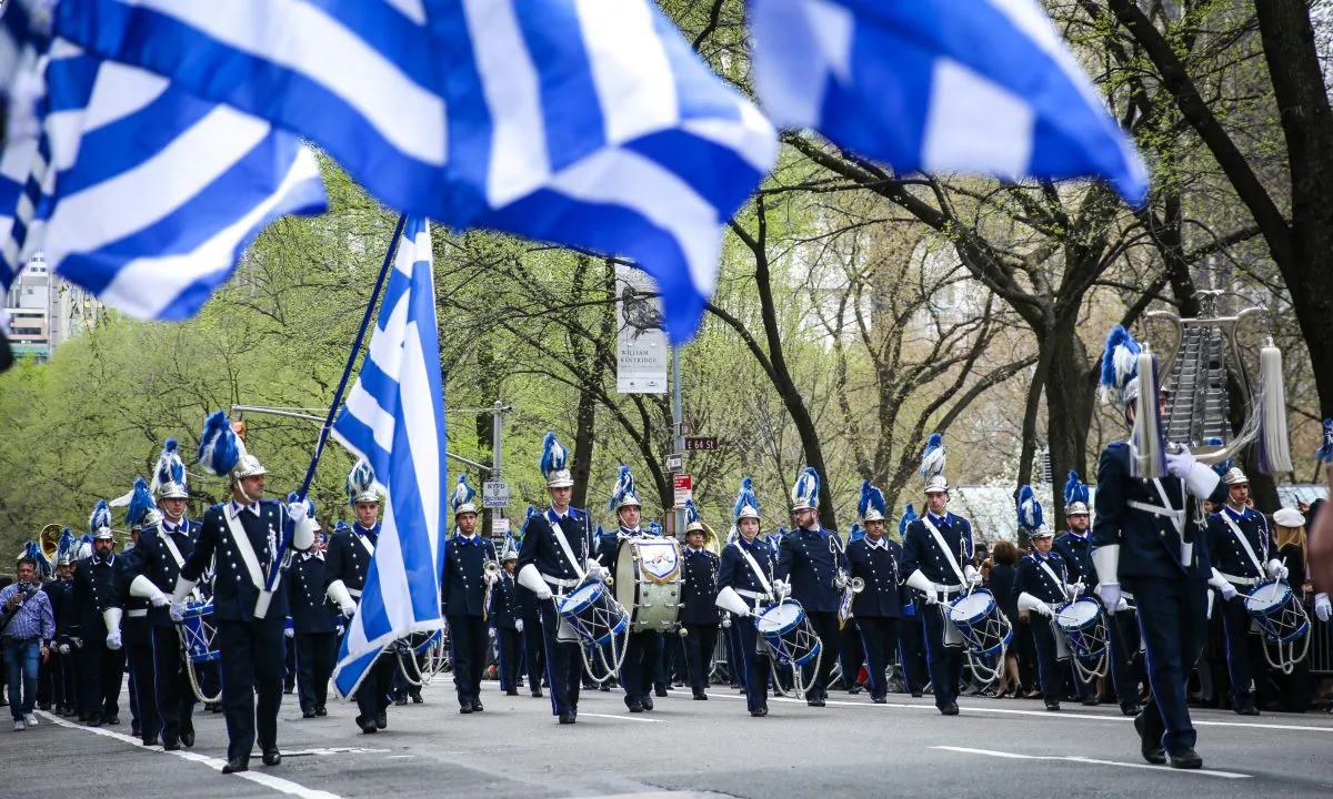 The annual Greek Independence Day Parade on Fifth Avenue in New York City on April 14, 2019. (Samira Bouaou/The Epoch Times)