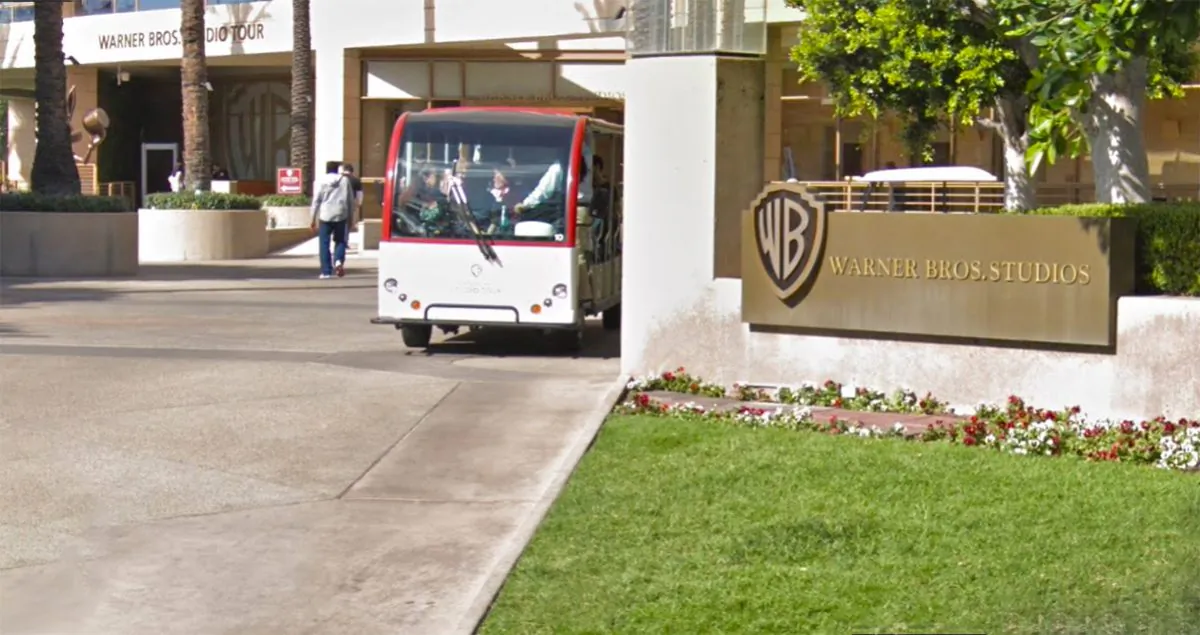 The entrance to Warner Bros Studios in Burbank Calif., in February 2018. (Google Maps Street View)