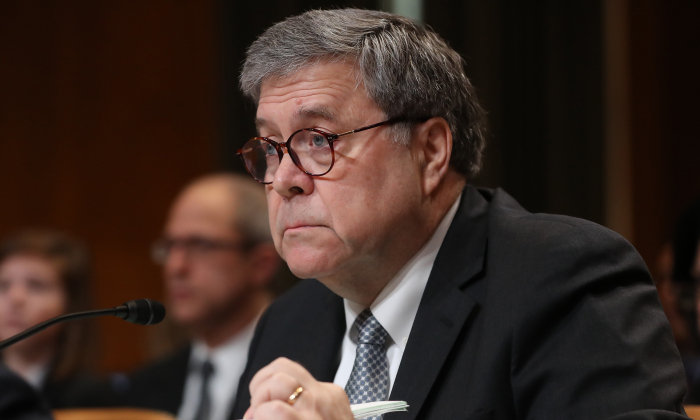 Attorney General William Barr testifies before the Senate Appropriations Committee in the Dirksen Senate Office Building in Washington, on April 10, 2019. (Mark Wilson/Getty Images)