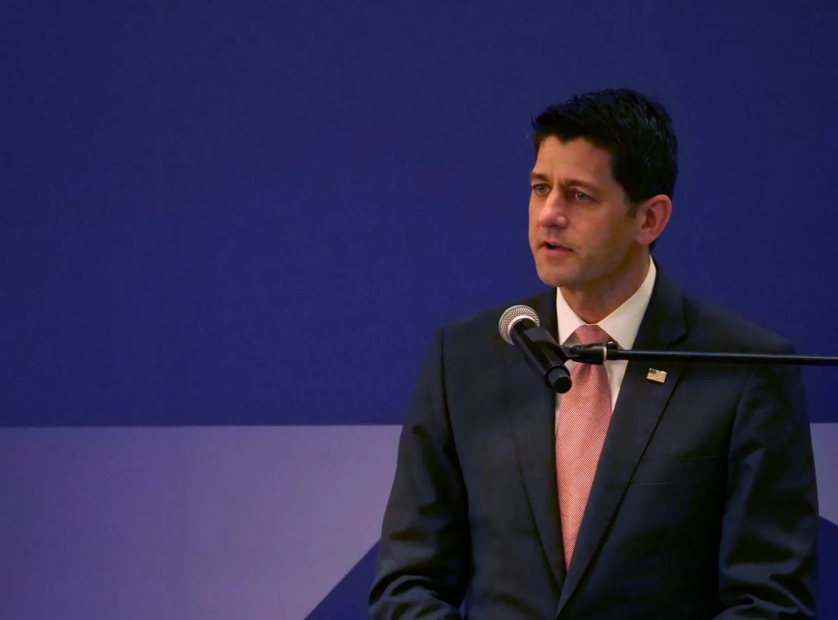 The former speaker of the U.S. House of Representatives, Paul Ryan attends a ceremony at the American Institute in Taiwan (AIT), to mark the 40th anniversary of the Taiwan Relations Act, in Taipei, Taiwan on March 15, 2019. (Fabian Hamacher/Reuters)