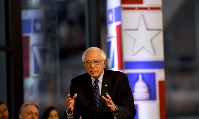 Democratic presidential candidate Sen. Bernie Sanders (I-Vt.) participates in a Fox News Town Hall at SteelStacks in Bethlehem, Penn., on April 15, 2019. (Mark Makela/Getty Images)