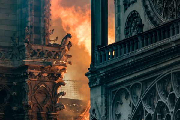 flames in Notre Dame