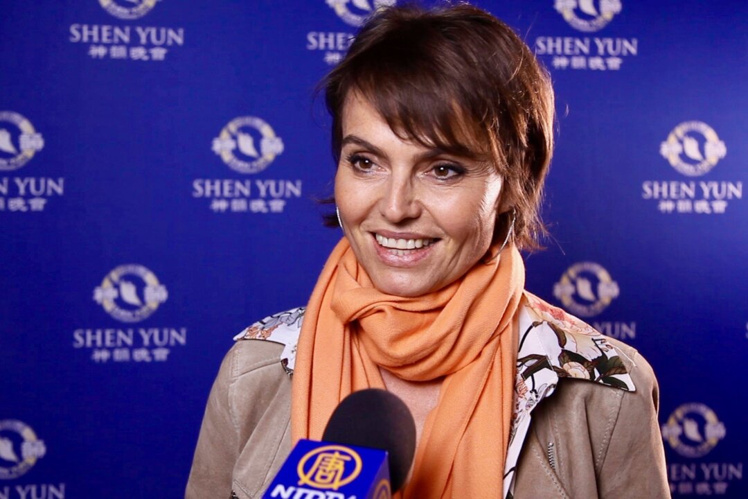 Christine Lienhard, president of a charitable foundation, attends Shen Yun Performing Arts at Zurich's Theater 11 on April 8, 2019. (NTD Television)