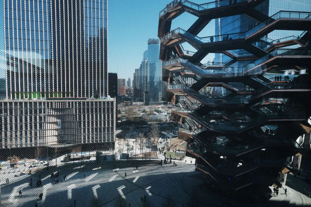 People visit the main square at Hudson Yards in New York City on April 3, 2019. (Spencer Platt/Getty Images)