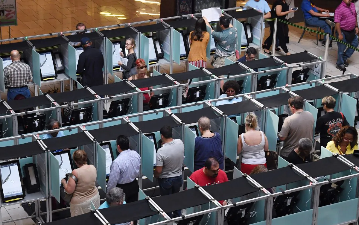 People vote on the first day of early voting in Las Vegas on Oct. 20, 2018. Ethan Miller/Getty Images