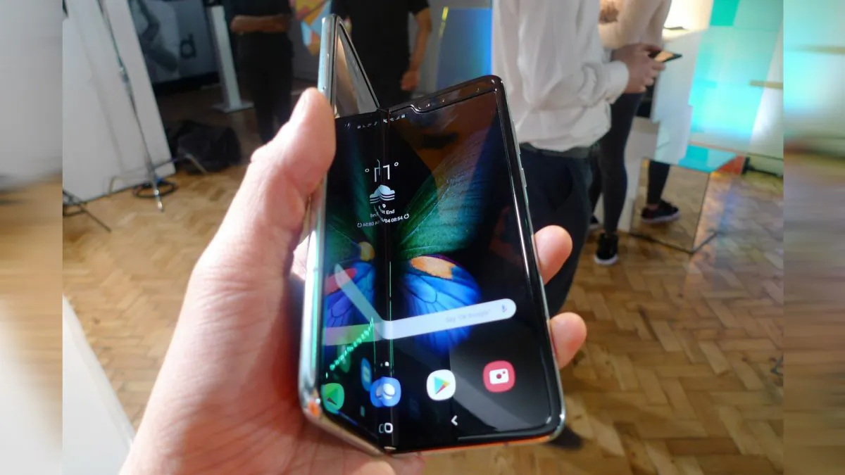The Samsung Galaxy Fold smartphone is seen during a media preview event in London, on April 16, 2019. Samsung is hoping the innovation of smartphones with folding screens reinvigorates the market. (Kelvin Chan/AP Photo)