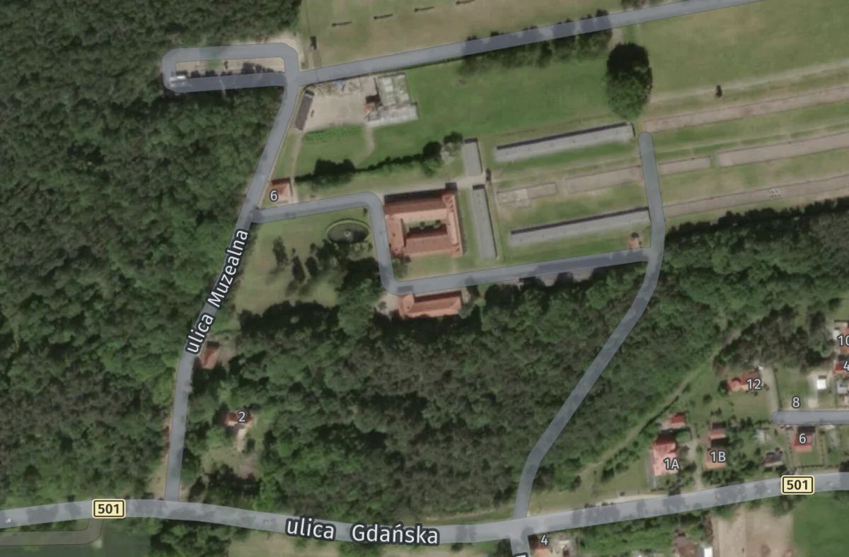 An aerial view of Stutthof concentration camp near Gdansk, Poland. (Screenshot/Google Maps)