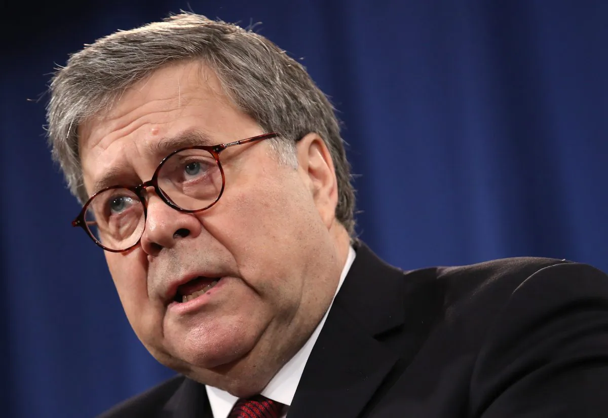 Attorney General William Barr speaks during a press conference on the release of the redacted version of the Mueller Report at the Department of Justice on April 18, 2019. (Win McNamee/Getty Images)