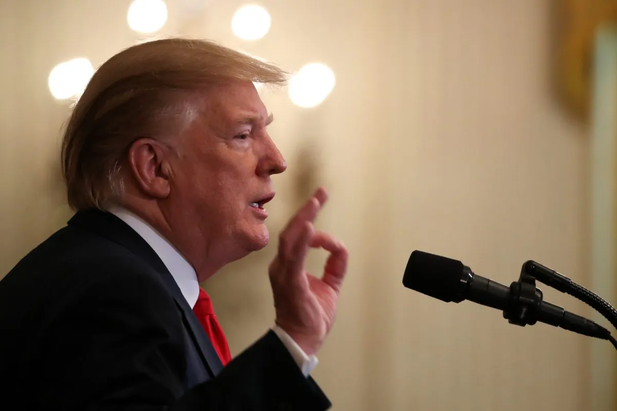 President Donald Trump speaks during an event recognizing the Wounded Warrior Project Soldier Ride in the East Room of the White House, in Washington, on April 18, 2019 . (Mark Wilson/Getty Images)