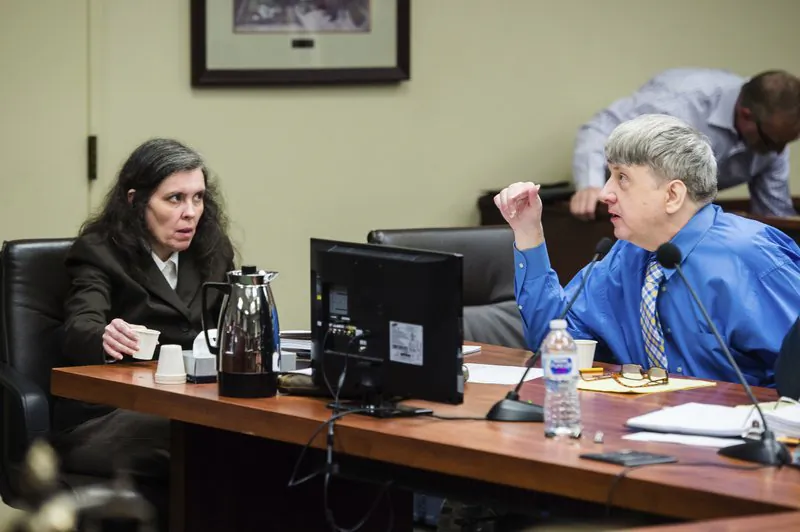 Louise Turpin, left, and her husband, David Turpin, right, appear for a preliminary hearing in Superior Court in Riverside, Calif., on June 20, 2018. (Watchara Phomicinda/The Orange County Register/AP)