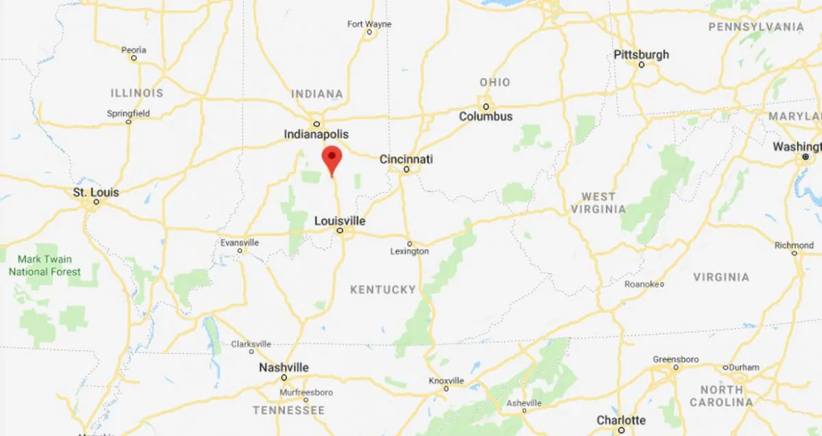 A map shows Seymour, Indiana, where the mastodon bones were found. (Screenshot/Google Maps)