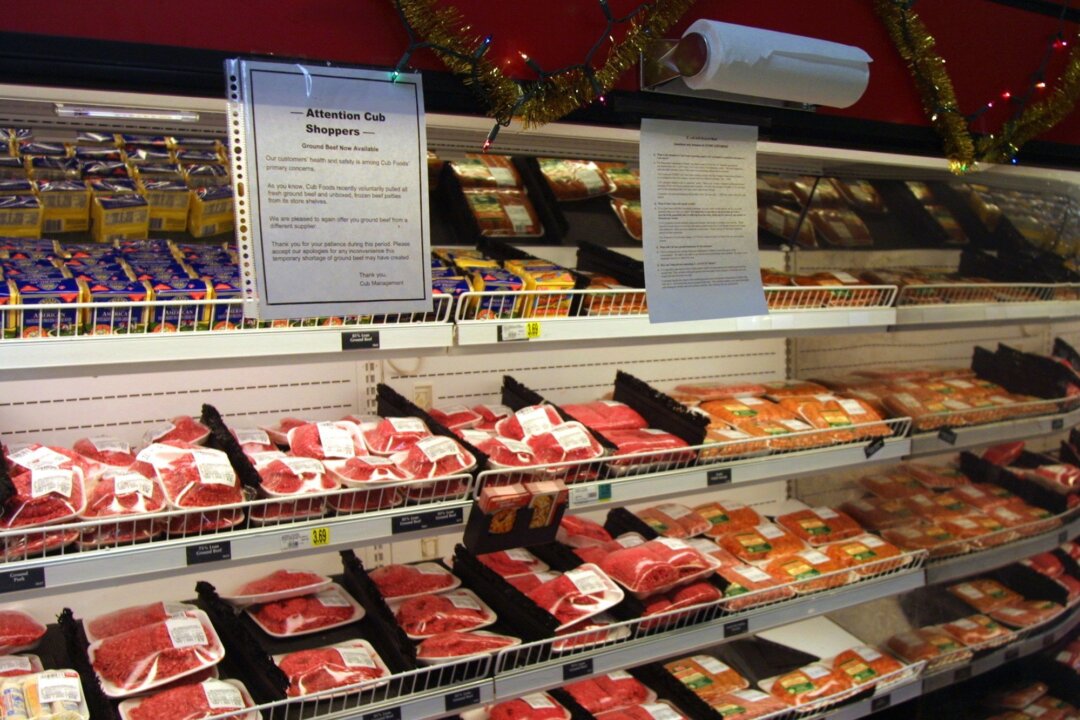 A file photo of ground beef products at a supermarket. (Tim Boyle/Newsmakers/Getty Images)