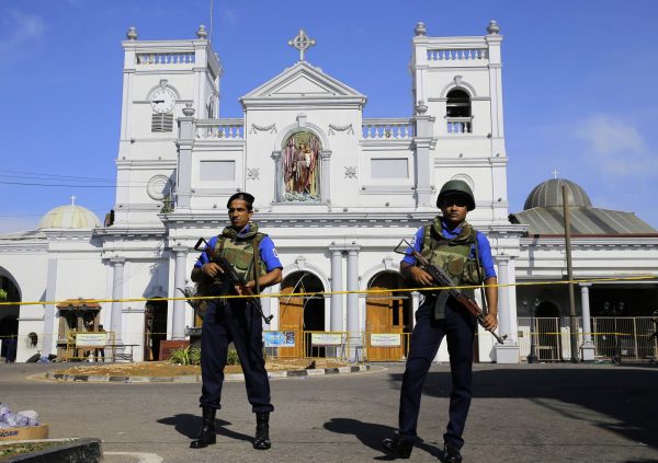 Sri Lankan Navy soldiers stand guard