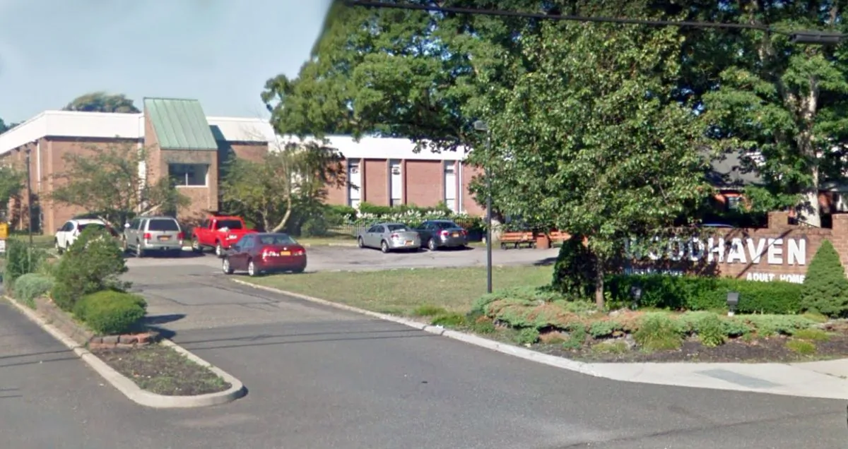 The entrance to Woodhaven Care Center in Port Jefferson Station, New York, in July 2018. (Screenshot/Google Maps)