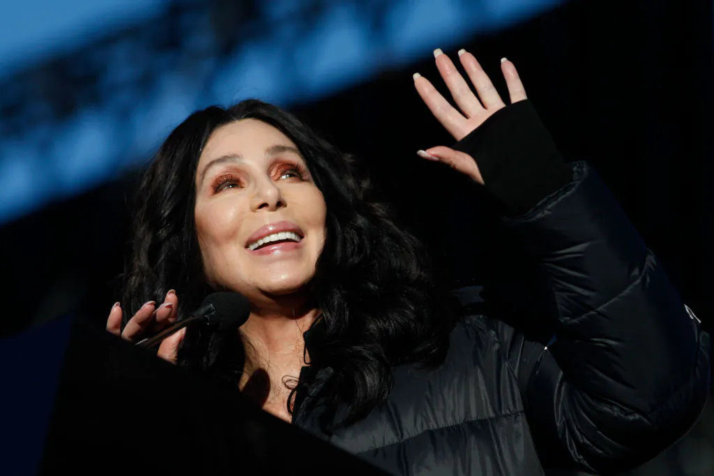 Singer/actress Cher speaks during the Women's March 'Power to the Polls' voter registration tour launch at Sam Boyd Stadium in Las Vegas, Nevada, on Jan. 21, 2018. (Sam Morris/Getty Images)
