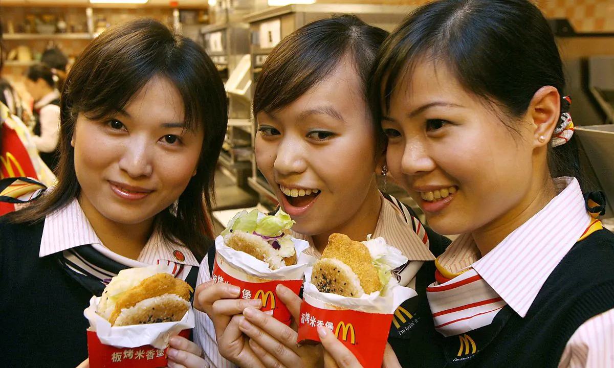 Workers at a McDondald's in Hong Kong. (Mike Clarke/AFP/Getty Images)