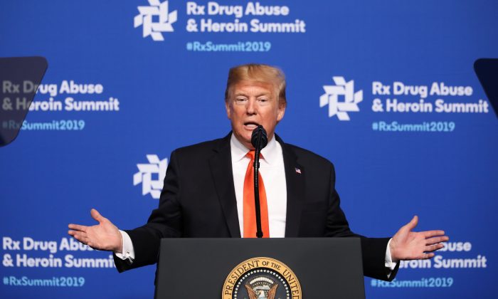 President Donald Trump speaks at the Rx Drug Abuse & Heroin Summit in Atlanta, Ga., on April 24, 2019. (Jessica McGowan/Getty Images)
