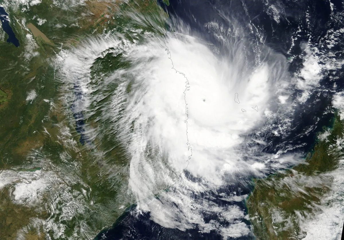 Tropical Cyclone Kenneth approaches the coast of Mozambique on April 25, 2019. NASA/Handout via REUTERS
