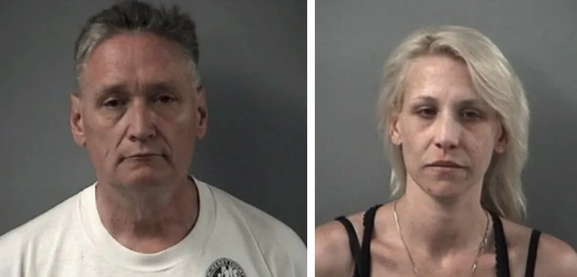Police booking photos showing Andrew Freund Sr. and JoAnn Cunningham, who face multiple charges in the death of their 5-year-old son. (Crystal Lake Police Department)