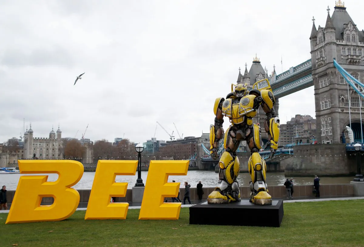 A photocall in support of Paramount Pictures' film 'Bumblebee' at Tower Bridge, Potters Field Park in London, United Kingdom on Dec. 5, 2018. (John Phillips/Getty Images for Paramount Pictures)