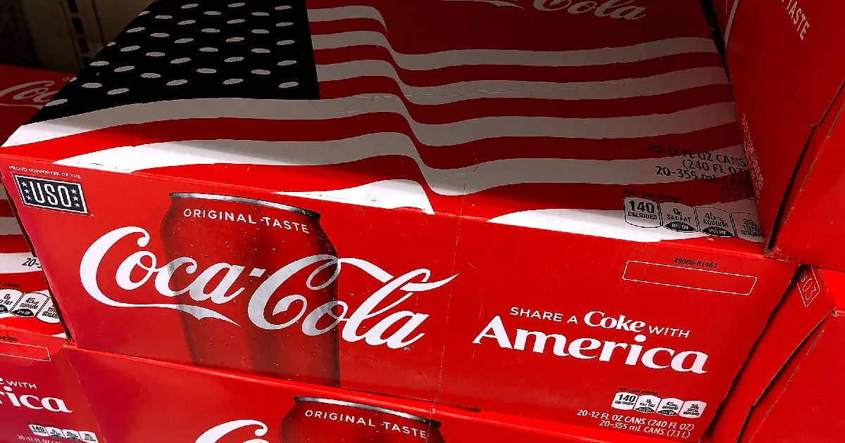 Cases of Coca Cola are displayed on a grocery store shelf in San Rafael, Calif. on July 25, 2018. (Justin Sullivan/Getty Images)
