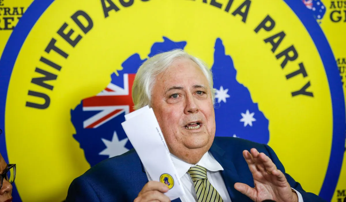 United Australia Party founder Clive Palmer addresses the media during a press conference in Townsville, Australia, on April 18, 2019. (AAP Image/Michael Chambers)