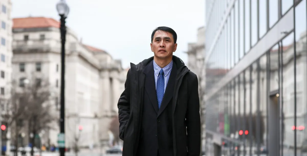 Businessman Yu Ming in Washington on Feb. 19, 2019. He arrived in the United States to join his wife and daughter in Jan. 2019 through the help of the U.S. government, after being imprisoned for 12 years and tortured nearly to death in labor camps in China for his beliefs in Falun Gong. (Samira Bouaou/The Epoch Times)