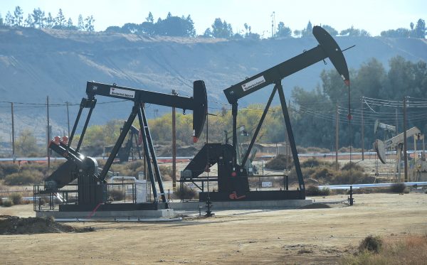 Oil derricks at the Chevron Oil Field in Bakersfield