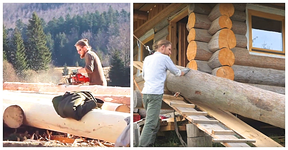 bordado pesado Servicio Video: Building A Log Cabin From Scratch!