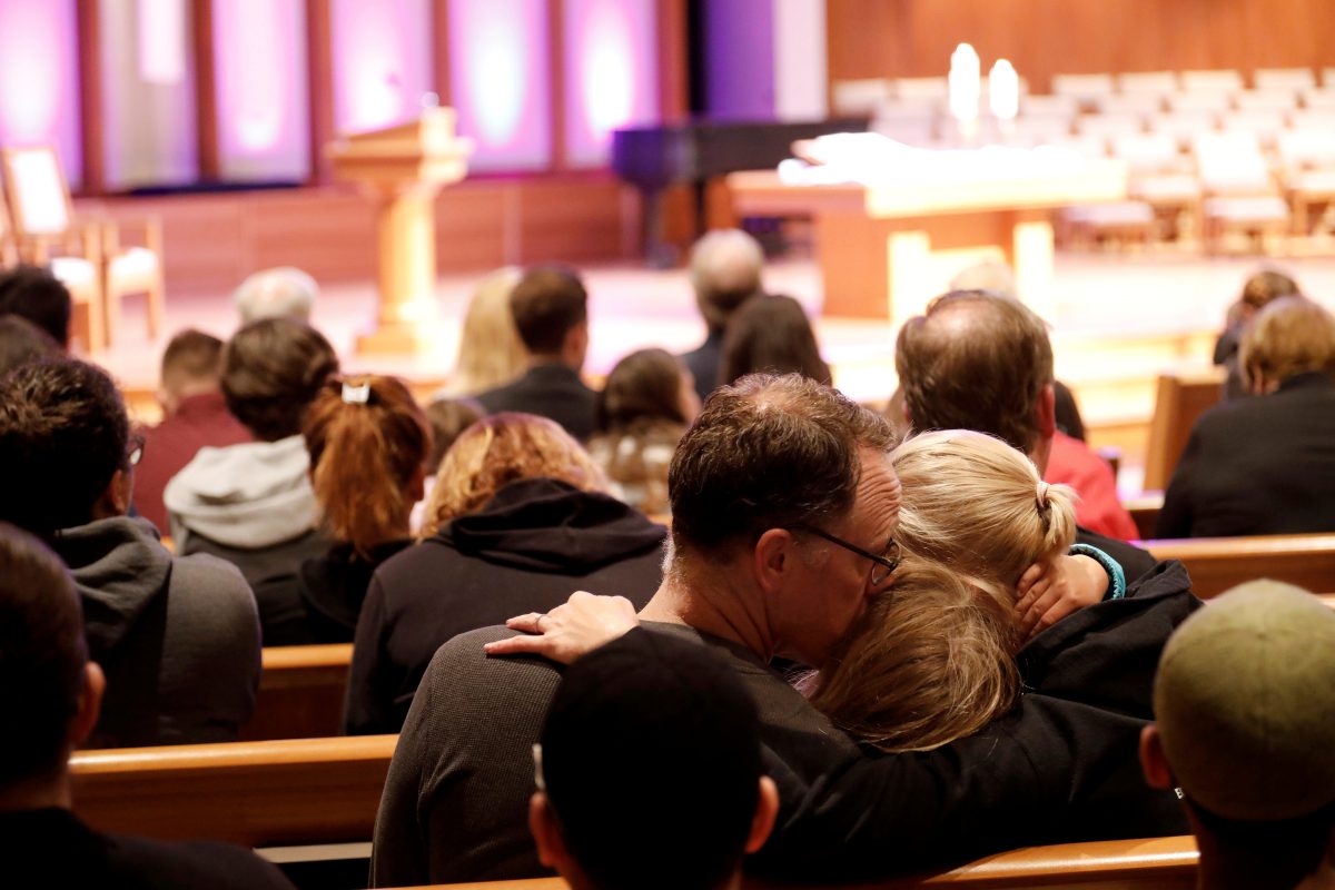 A candlelight vigil at a church