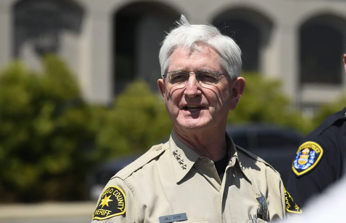 San Diego County Sheriff Bill Gore speaks at a news conference held outside of the Chabad of Poway Synagogue in Poway, Calif., on April 27, 2019. (Denis Poroy/AP Photo)