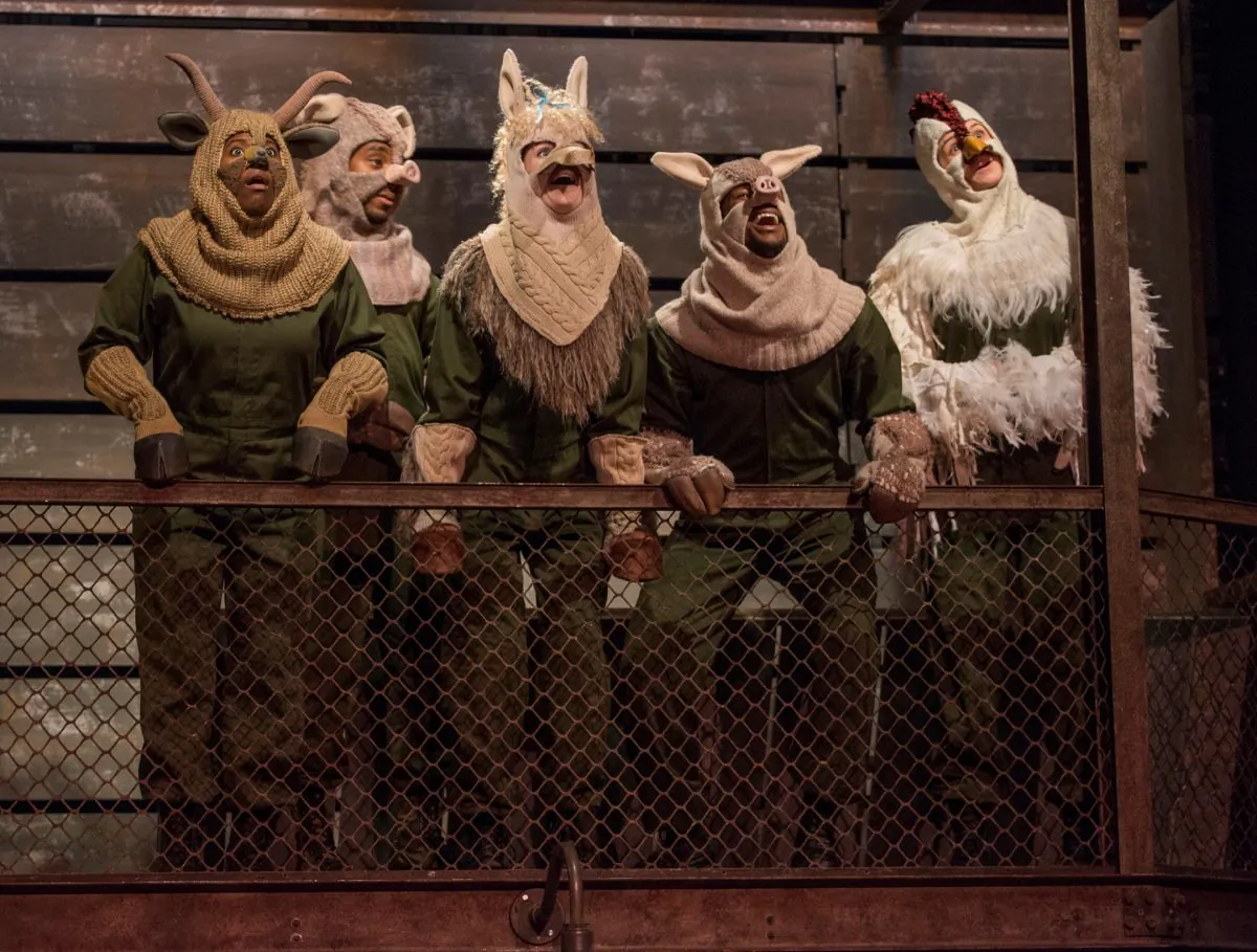 The cast of “Animal Farm” in Steppenwolf for Young Adults' 2014 production. (Michael Brosilow)