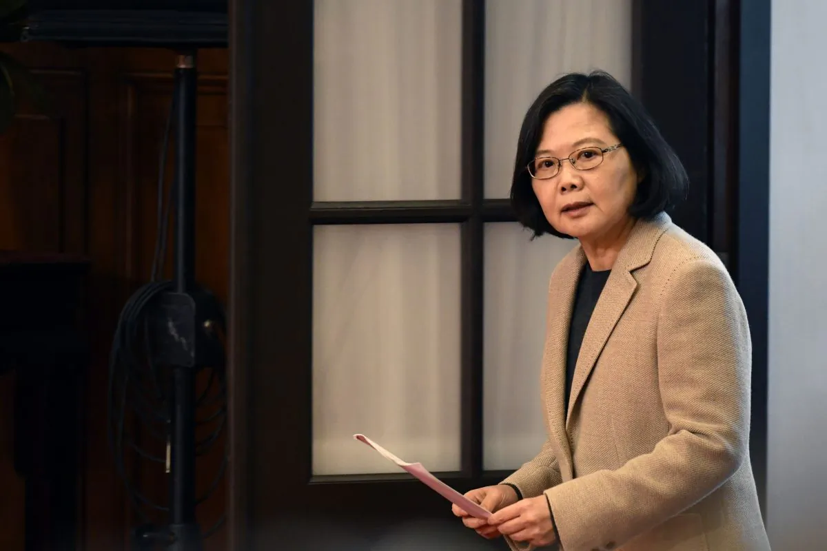 Taiwan President Tsai Ing-wen arrives for a press conference at the Presidential Palace in Taipei on January 1, 2019. (SAM YEH/AFP/Getty Images)
