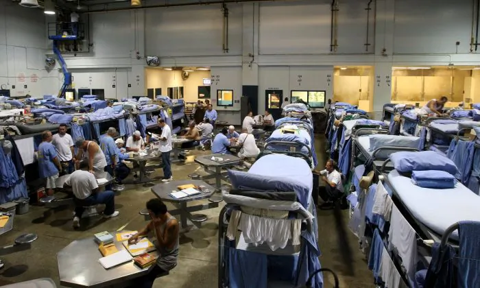 Inmates at the Mule Creek State Prison in Ione, Calif., on Aug. 28, 2007. (Justin Sullivan/Getty Images)