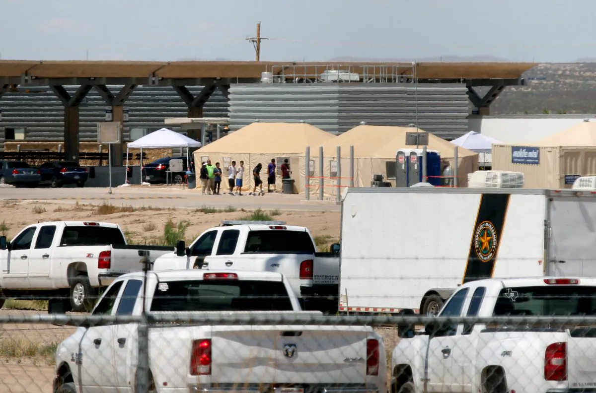 View of a temporary detention center for illegal underage immigrants in Tornillo, Texas, near the Mexico-U.S. border, in Chihuahua state, Mexico, on June 18, 2018. (HERIKA MARTINEZ/AFP/Getty Images)