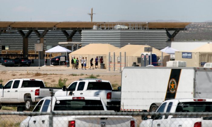 View of a temporary detention center for illegal underage immigrants in Tornillo, Texas, near the Mexico-U.S. border, in Chihuahua state, Mexico, on June 18, 2018. (HERIKA MARTINEZ/AFP/Getty Images)