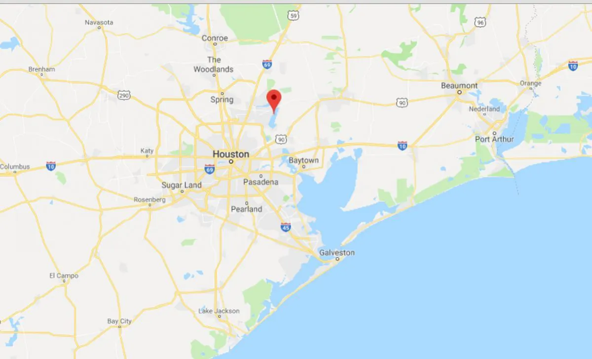 The couple lives near Lake Houston in Texas (Google Maps)